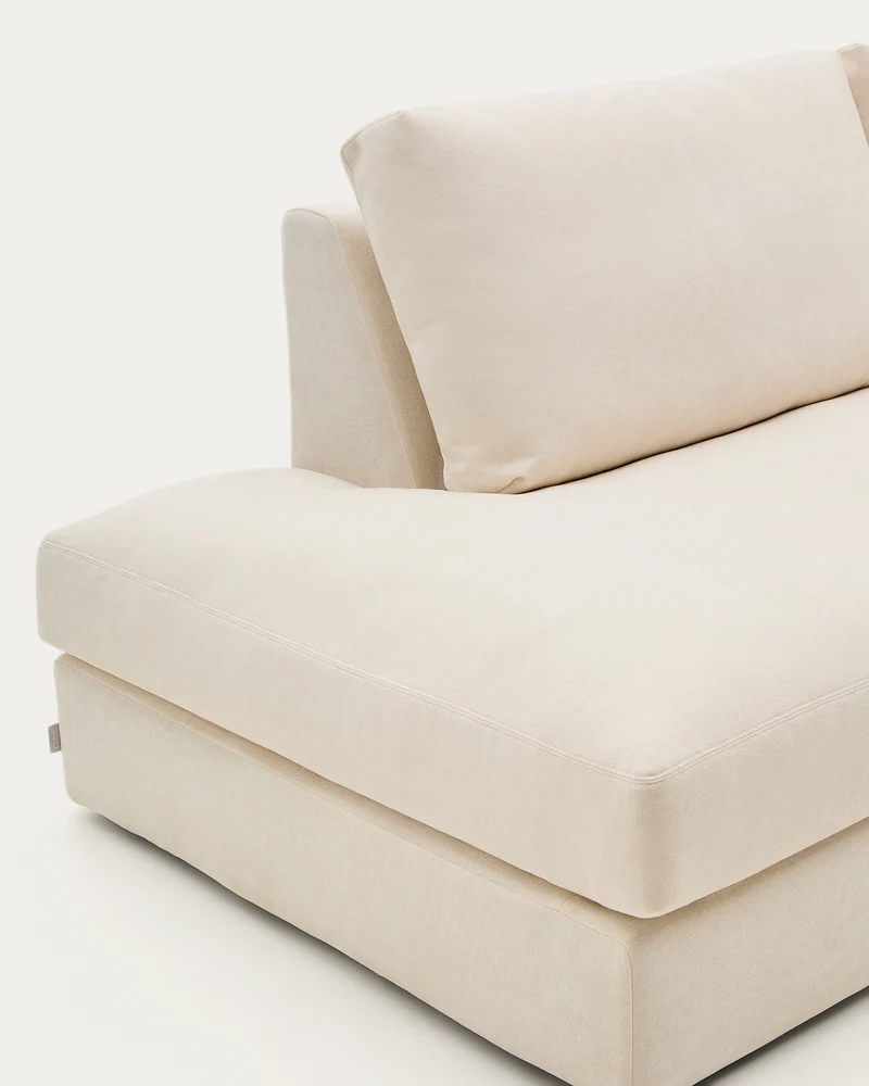 Alea ecru chenille 5-seater modular sofa with right chaise longue and removable cover 340cm
