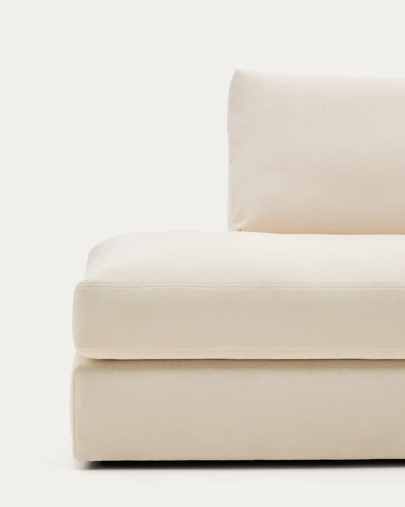 Alea ecru chenille 5-seater modular sofa with right chaise longue and removable cover 340cm