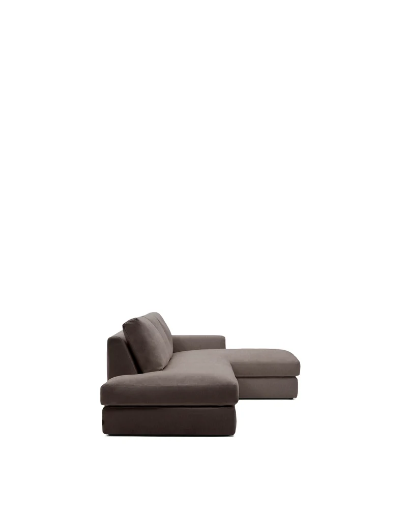 Alea dark brown chenille 5-seater modular sofa with right chaise longue and removable cover 340cm