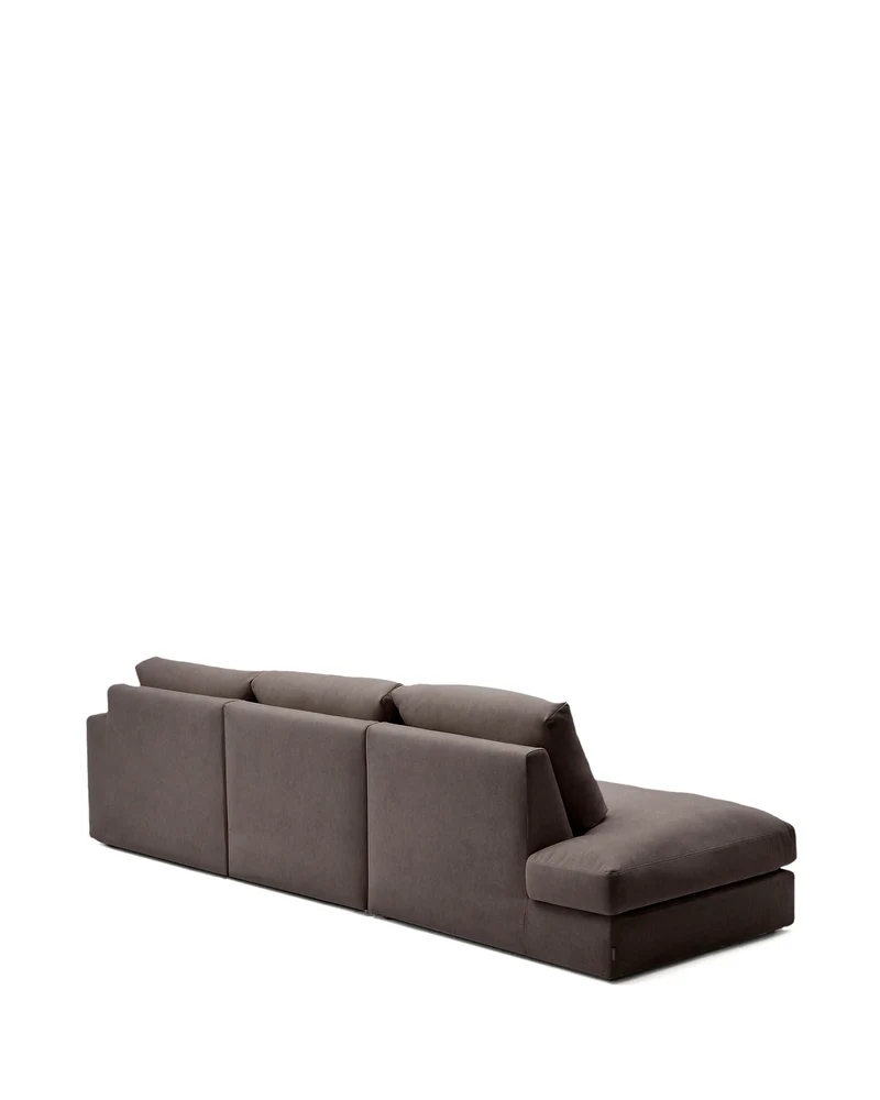 Alea dark brown chenille 5-seater modular sofa with right chaise longue and removable cover 340cm