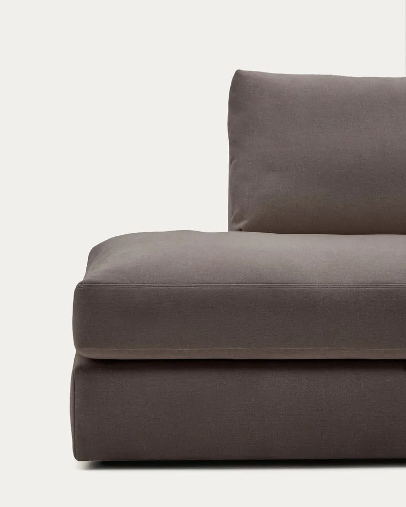 Alea dark brown chenille 5-seater modular sofa with right chaise longue and removable cover 340cm