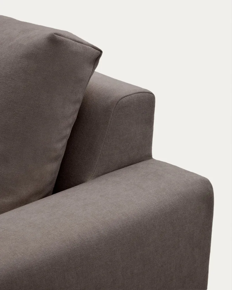 Alea dark brown chenille 5-seater modular sofa with right chaise longue and removable cover 340cm
