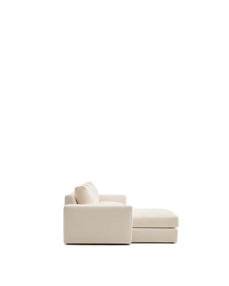 Alea ecru chenille 4-seater modular sofa with left chaise longue and removable cover 310cm