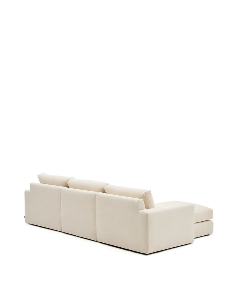 Alea ecru chenille 4-seater modular sofa with left chaise longue and removable cover 310cm