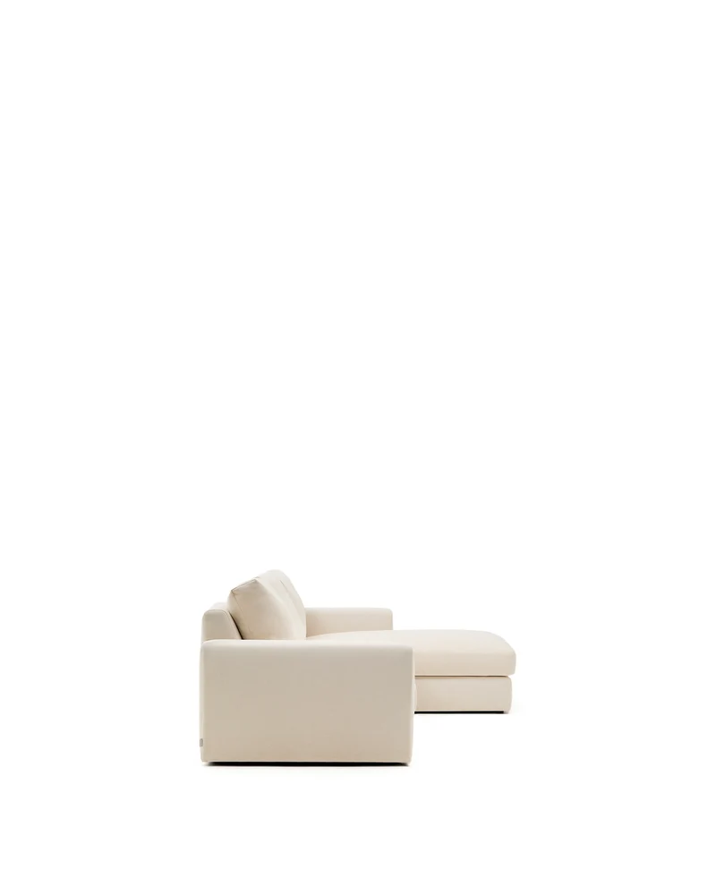 Alea ecru chenille 4-seater modular sofa with right chaise longue and removable cover 310cm