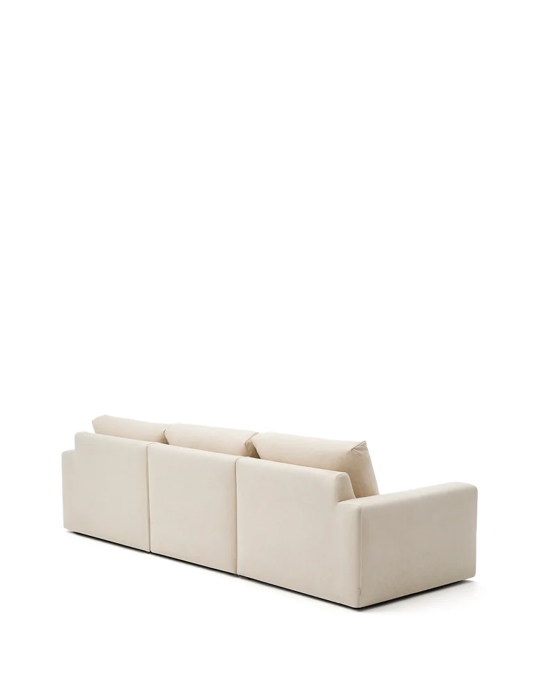 Alea ecru chenille 4-seater modular sofa with right chaise longue and removable cover 310cm