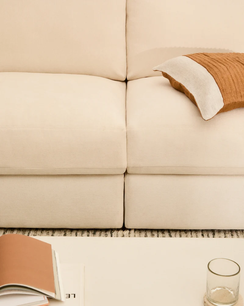 Alea ecru chenille 4-seater modular sofa with right chaise longue and removable cover 310cm