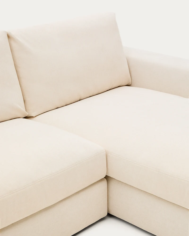 Alea ecru chenille 4-seater modular sofa with right chaise longue and removable cover 310cm