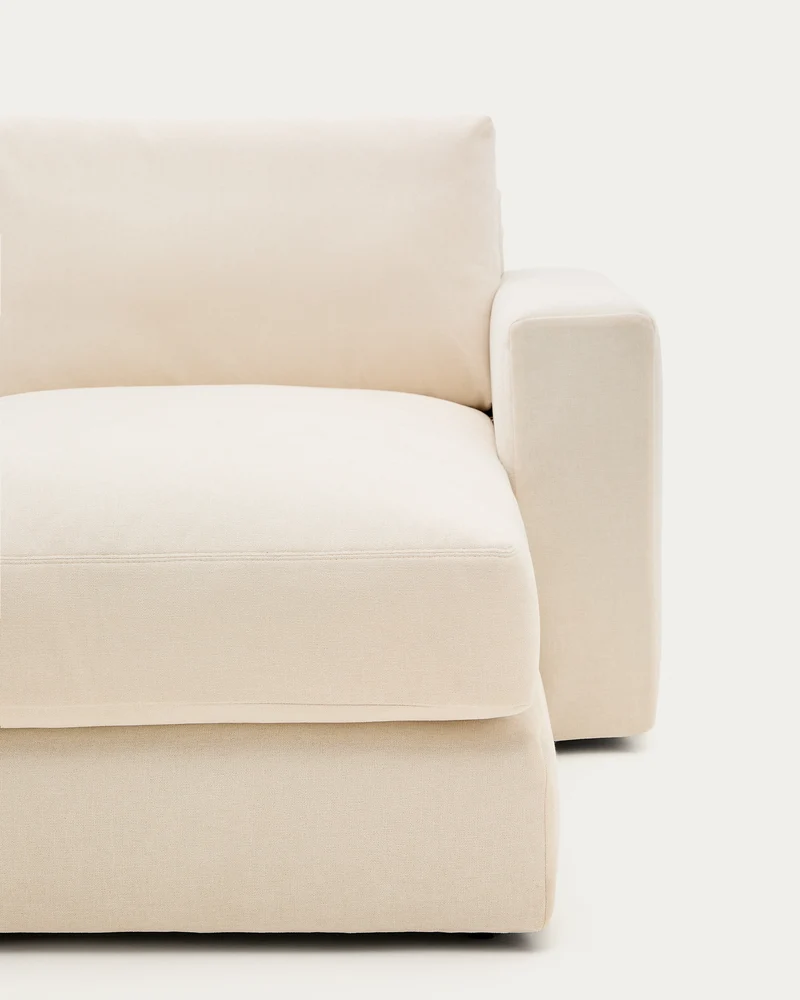 Alea ecru chenille 4-seater modular sofa with right chaise longue and removable cover 310cm