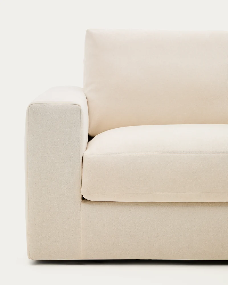 Alea ecru chenille 4-seater modular sofa with right chaise longue and removable cover 310cm