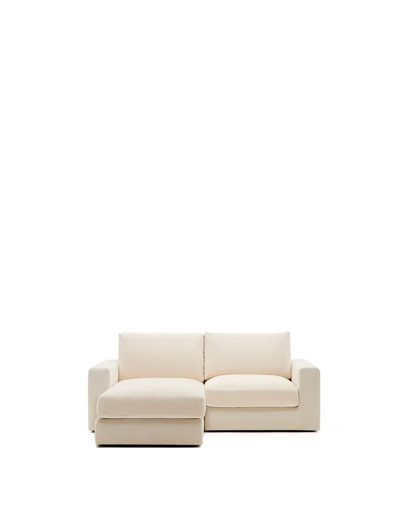 Alea ecru chenille 3-seater modular sofa with left chaise longue and removable cover 220cm