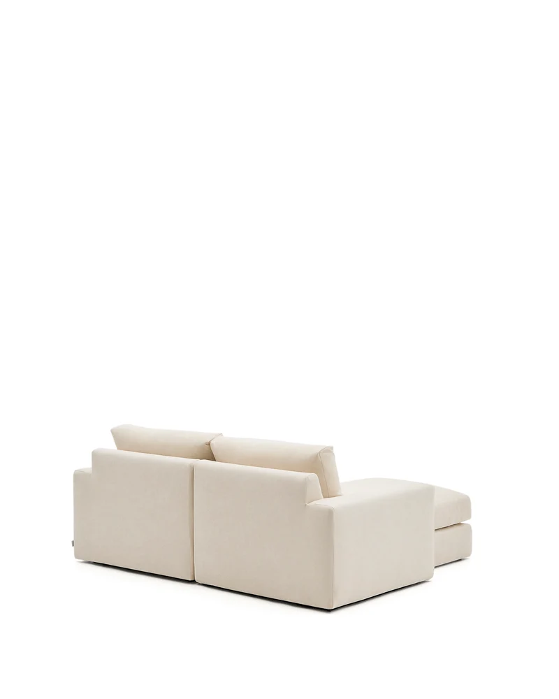 Alea ecru chenille 3-seater modular sofa with left chaise longue and removable cover 220cm