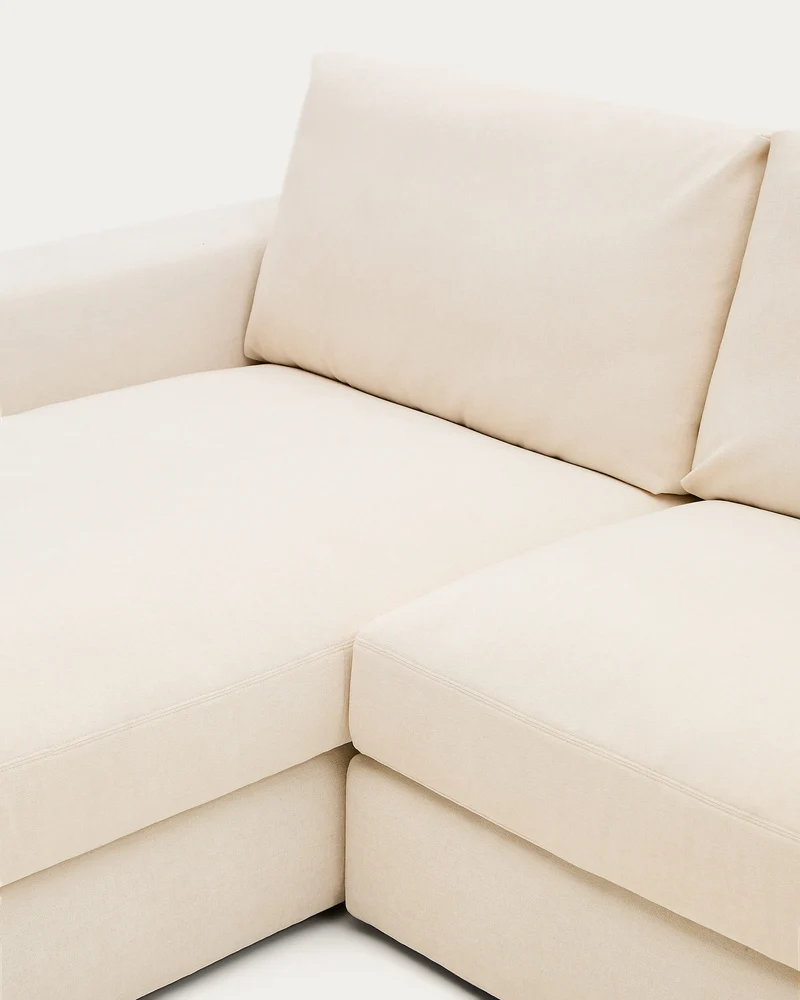 Alea ecru chenille 3-seater modular sofa with left chaise longue and removable cover 220cm