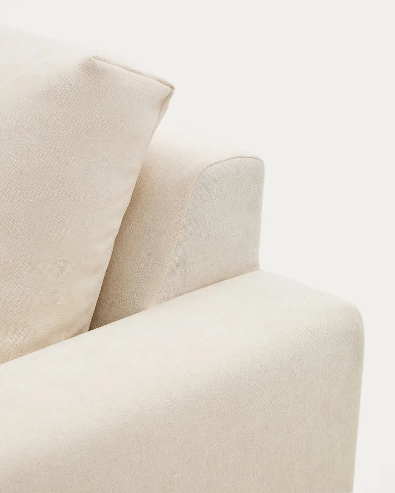 Alea ecru chenille 3-seater modular sofa with left chaise longue and removable cover 220cm