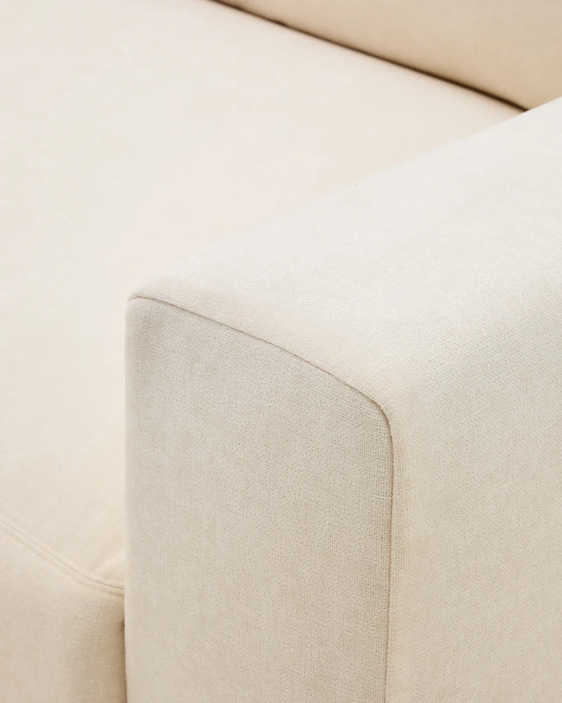 Alea ecru chenille 3-seater modular sofa with left chaise longue and removable cover 220cm