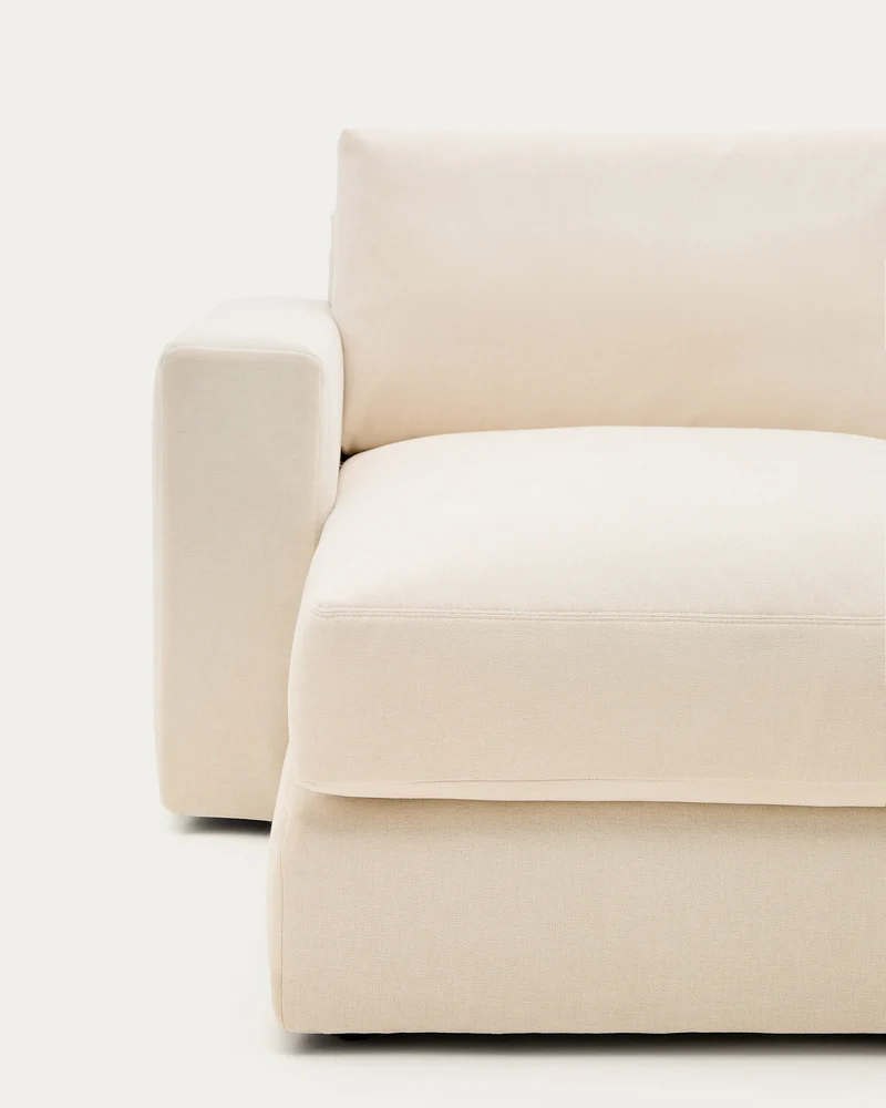 Alea ecru chenille 3-seater modular sofa with left chaise longue and removable cover 220cm