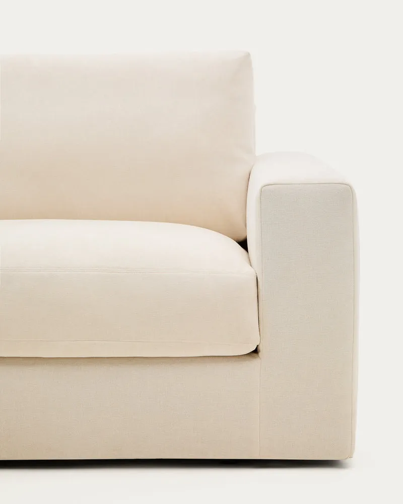 Alea ecru chenille 3-seater modular sofa with left chaise longue and removable cover 220cm