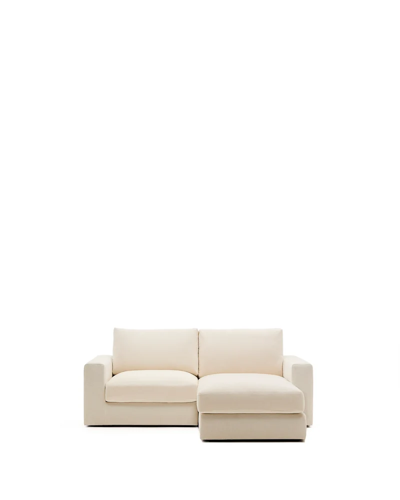 Alea ecru chenille 3-seater modular sofa with right chaise longue and removable cover 220cm