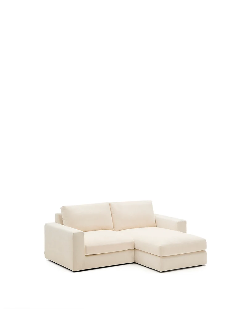 Alea ecru chenille 3-seater modular sofa with right chaise longue and removable cover 220cm