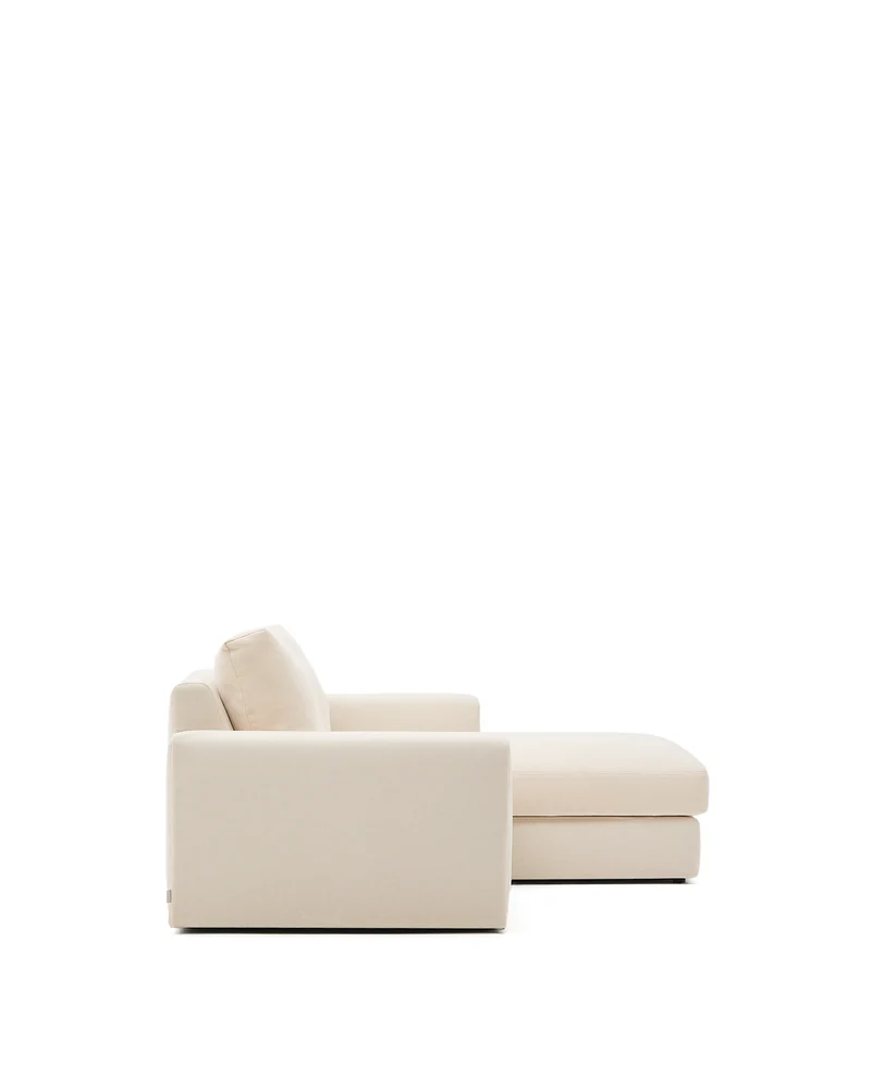 Alea ecru chenille 3-seater modular sofa with right chaise longue and removable cover 220cm