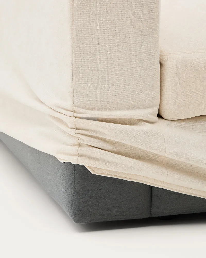 Alea ecru chenille 3-seater modular sofa with right chaise longue and removable cover 220cm