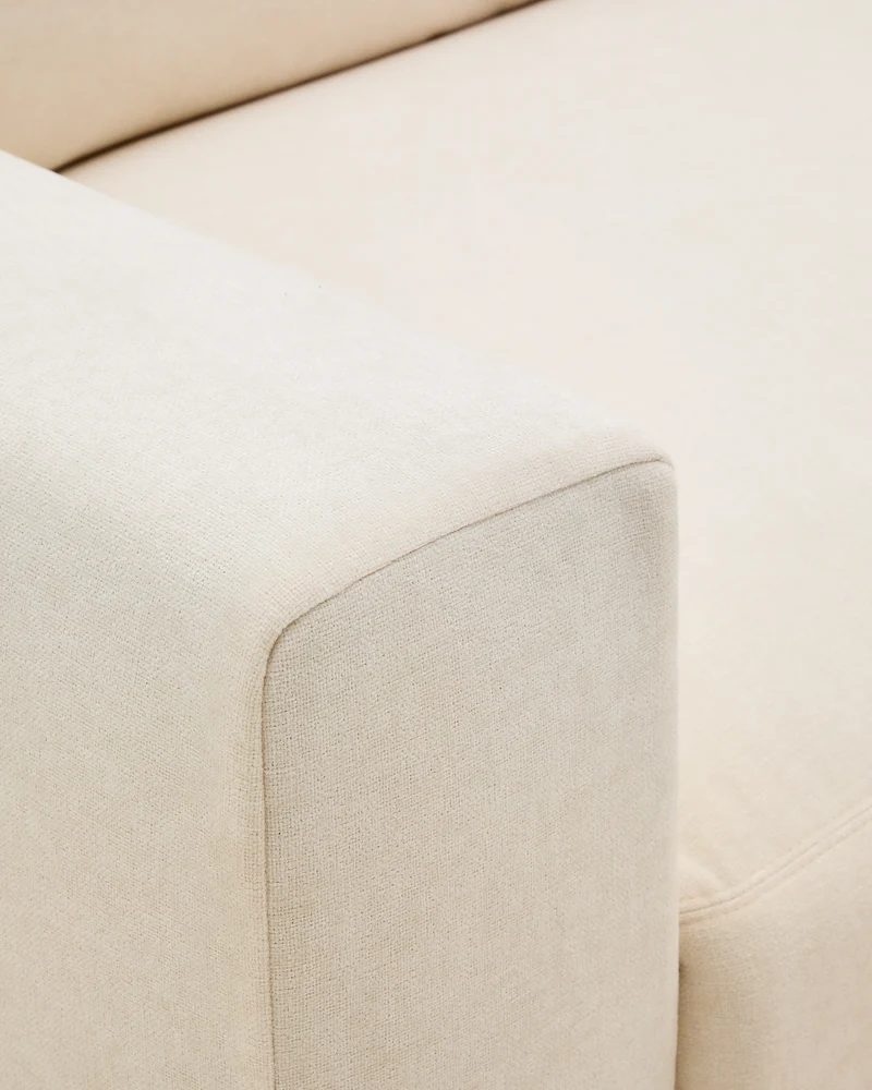 Alea ecru chenille 3-seater modular sofa with right chaise longue and removable cover 220cm