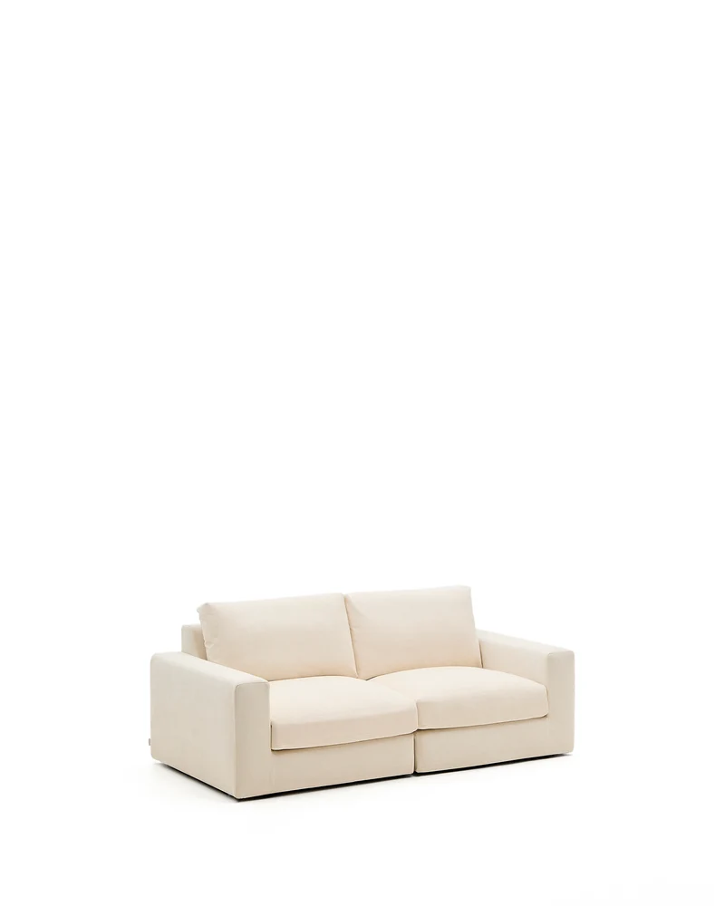 Alea ecru chenille 3-seater modular sofa with removable cover 220cm