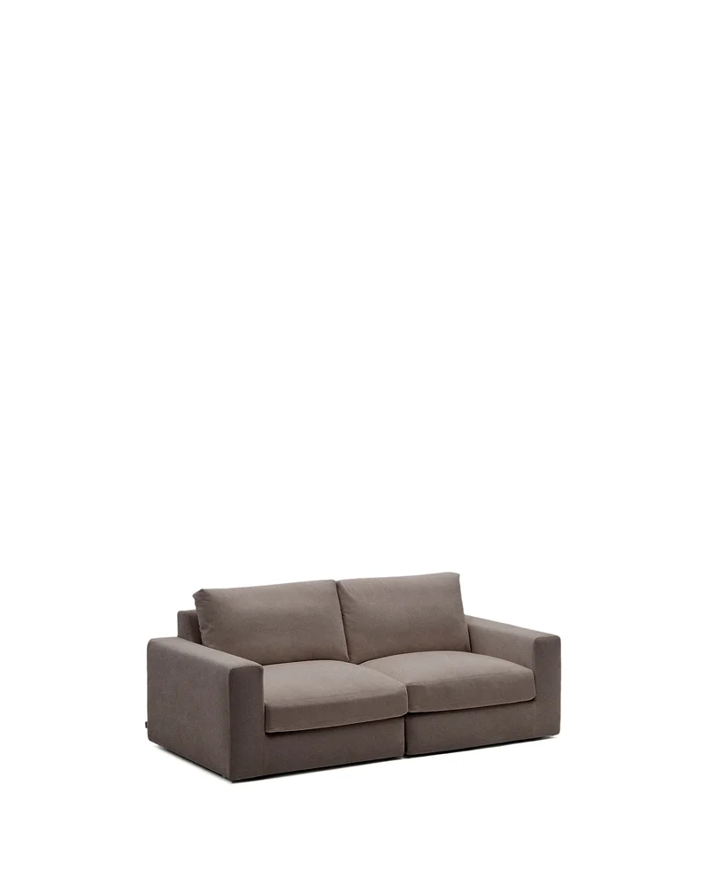 Alea dark brown chenille 3-seater modular sofa with removable cover 220cm