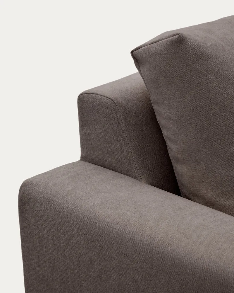 Alea dark brown chenille 3-seater modular sofa with removable cover 220cm