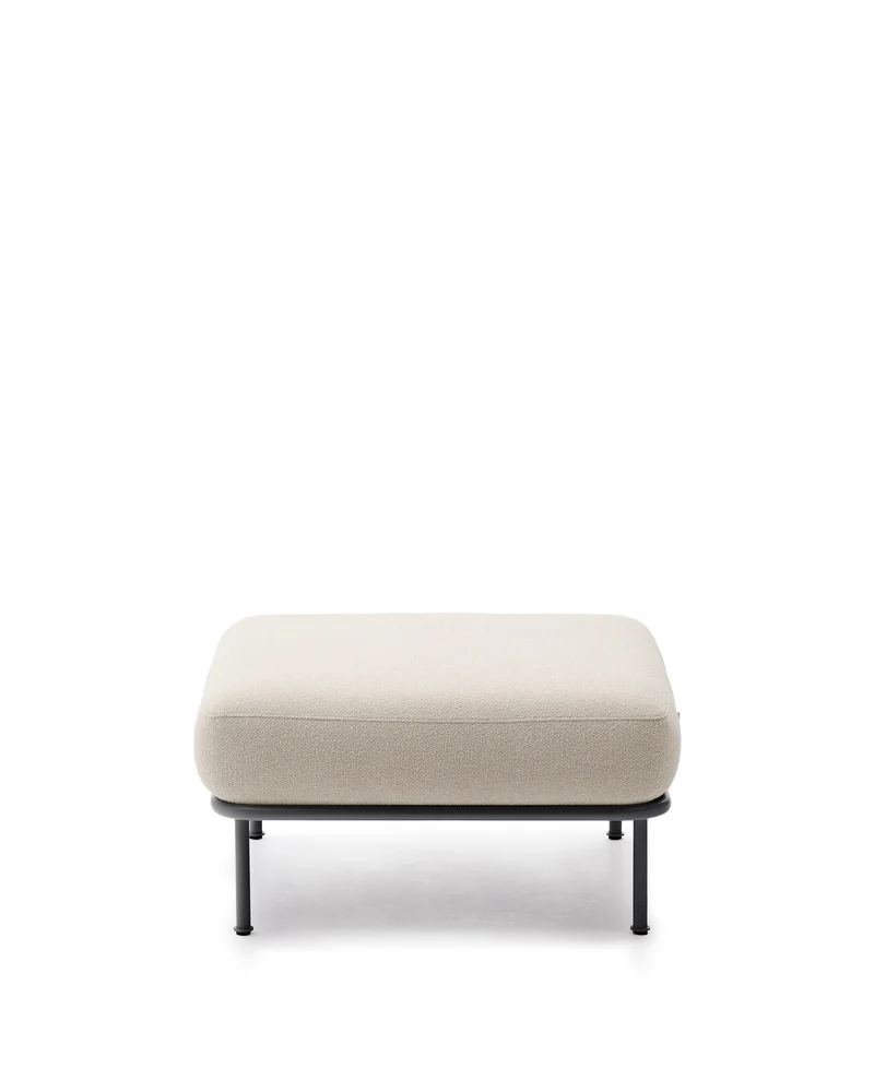 Aurum ecru chenille footrest with matte grey metal base 85 x 85cm FSC Mix Credit