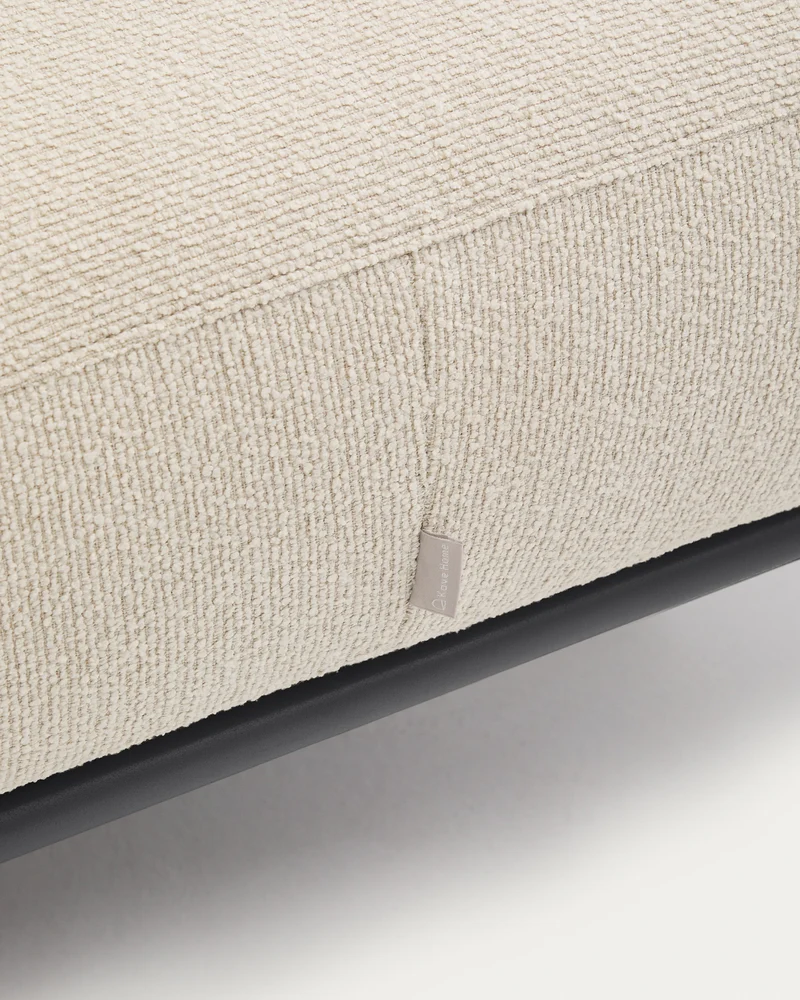 Aurum ecru chenille footrest with matte grey metal base 85 x 85cm FSC Mix Credit