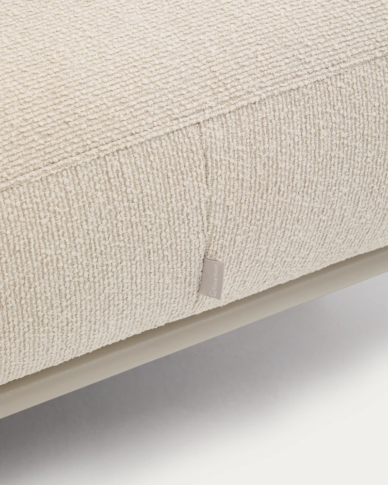 Aurum ecru chenille footrest with matte beige metal base 85 x 85cm FSC Mix Credit