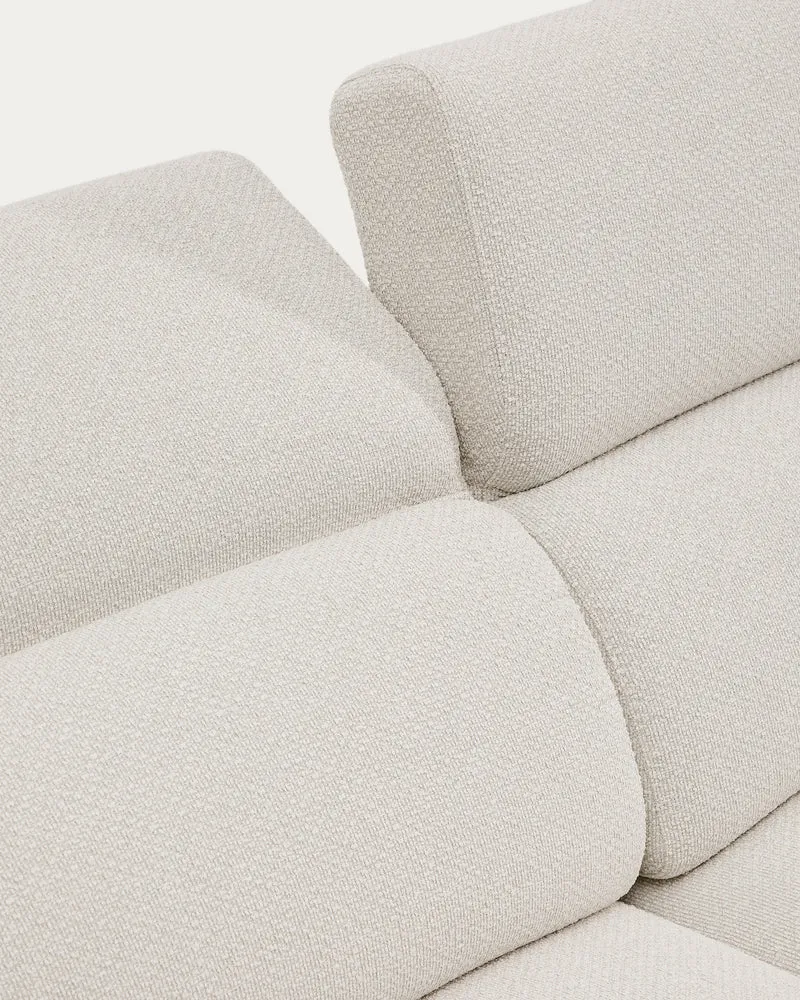 Aurum 3-seater sofa in ecru chenille with reclining headrest and matte beige metal base 234cm FSC Mix Credit