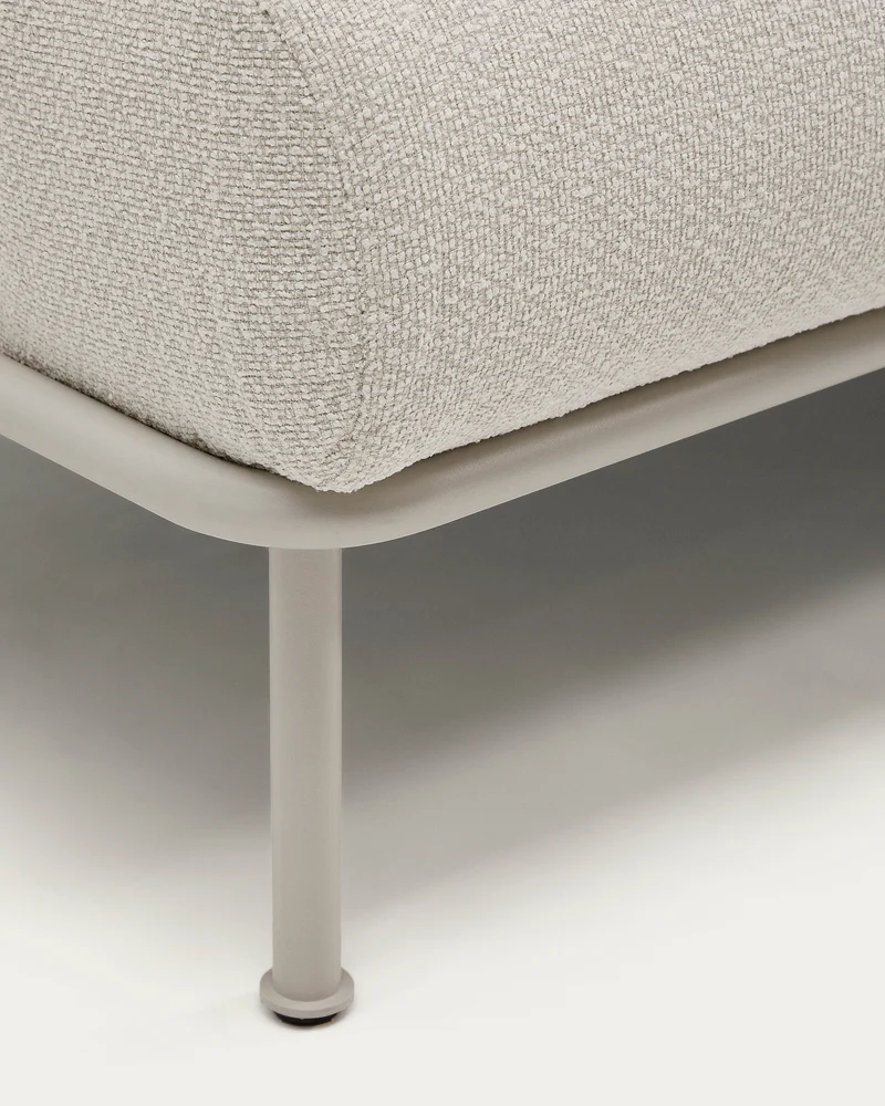 Aurum 2-seater sofa in ecru chenille with reclining headrest and matte beige metal base 214 cm FSC Mix Credit