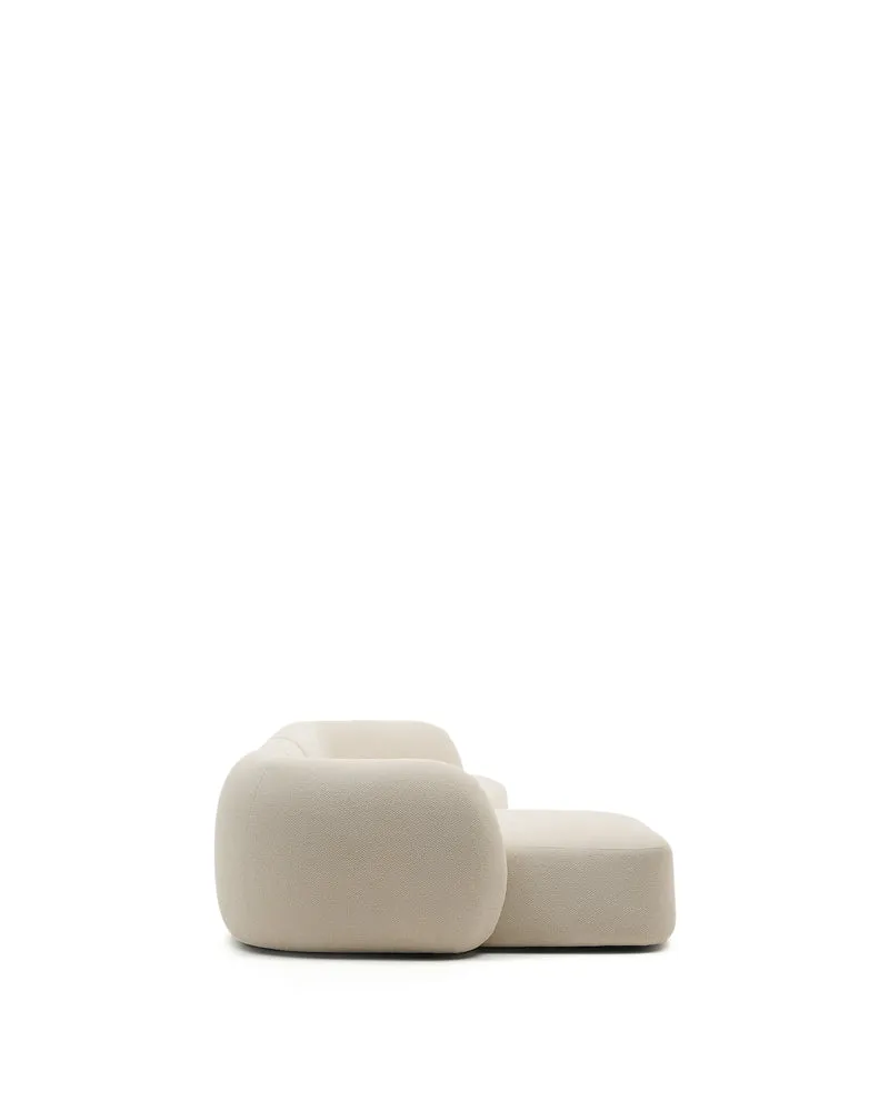 Martina ecru chenille 4-seater modular sofa with left chaise longue 377cm