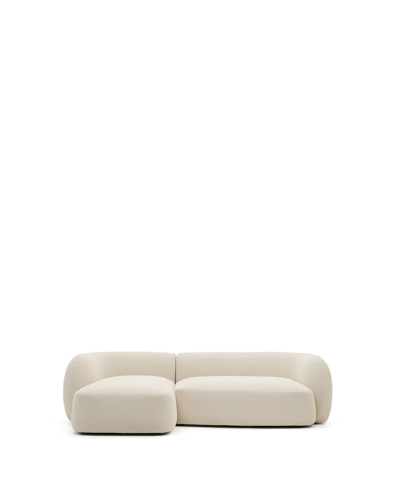 Martina ecru chenille 3-seater modular sofa with left chaise longue 287cm
