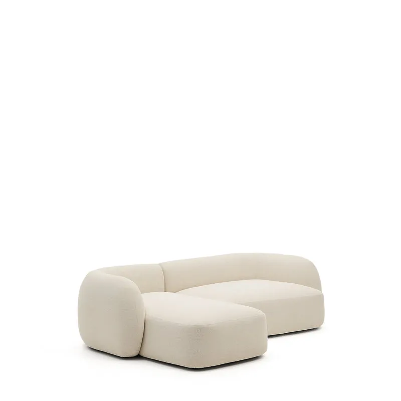 Martina ecru chenille 3-seater modular sofa with left chaise longue 287cm