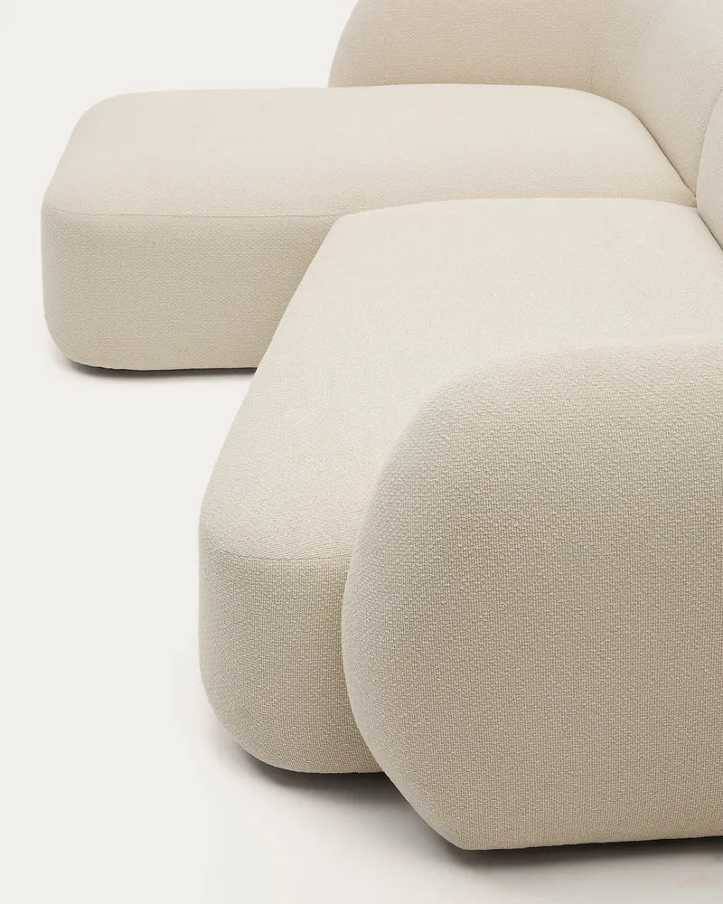 Martina ecru chenille 3-seater modular sofa with left chaise longue 287cm