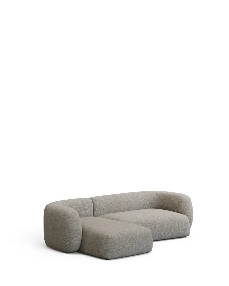 Martina stone-coloured chenille 3-seater modular sofa with left chaise longue 287cm