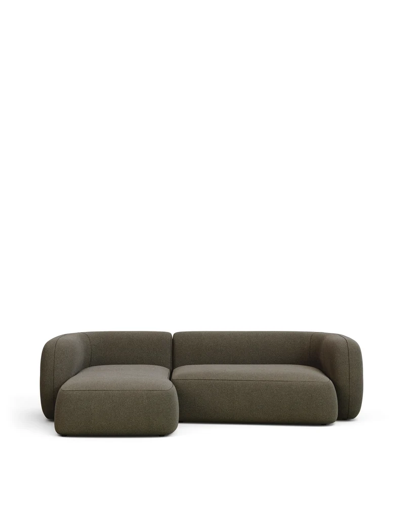 Martina green chenille 3-seater modular sofa with left chaise longue 287cm