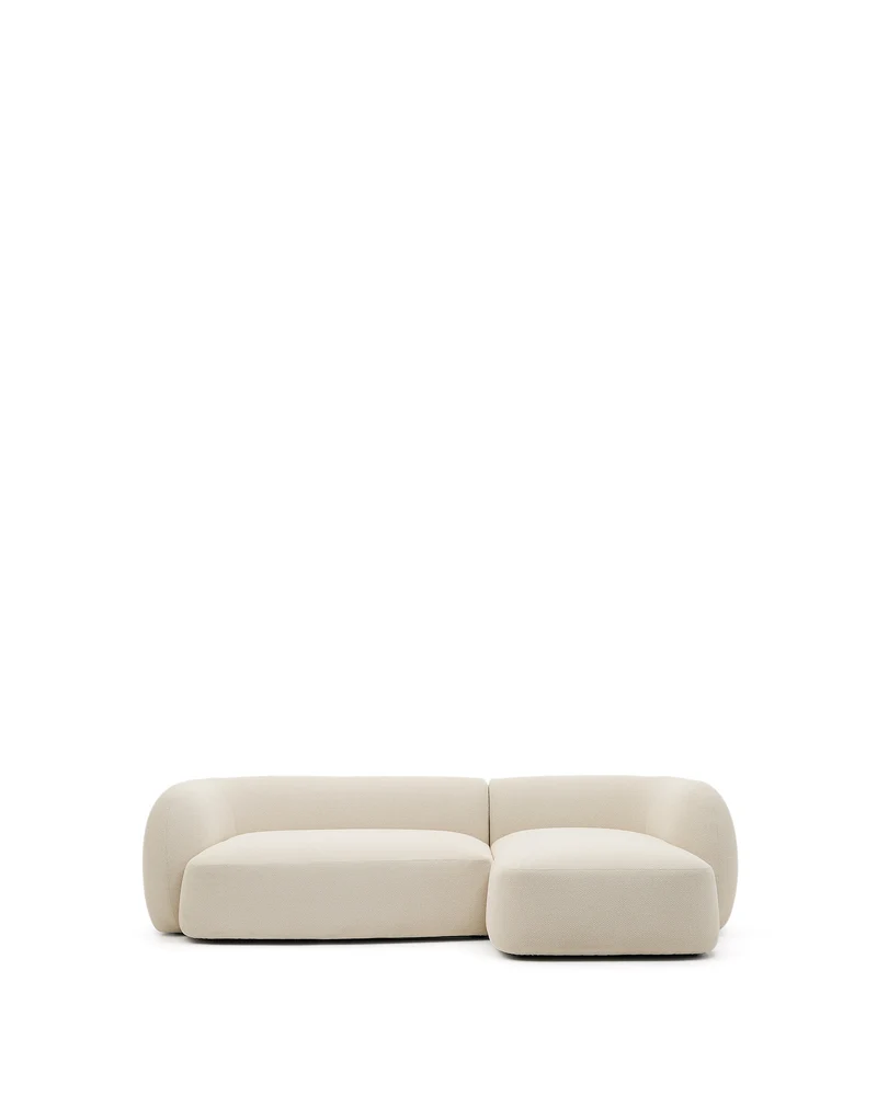 Martina ecru chenille 3-seater modular sofa with right chaise longue 287cm