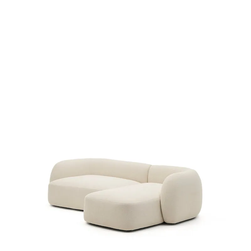 Martina ecru chenille 3-seater modular sofa with right chaise longue 287cm