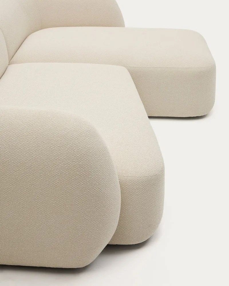 Martina ecru chenille 3-seater modular sofa with right chaise longue 287cm