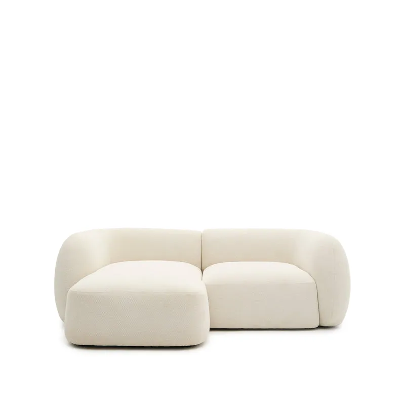 Martina ecru chenille 2-seater modular sofa with left chaise longue 230cm
