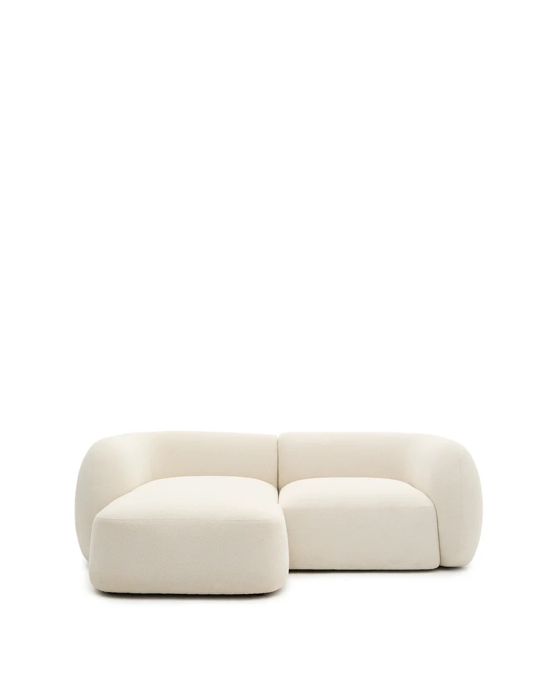 Martina ecru chenille 2-seater modular sofa with left chaise longue 230cm