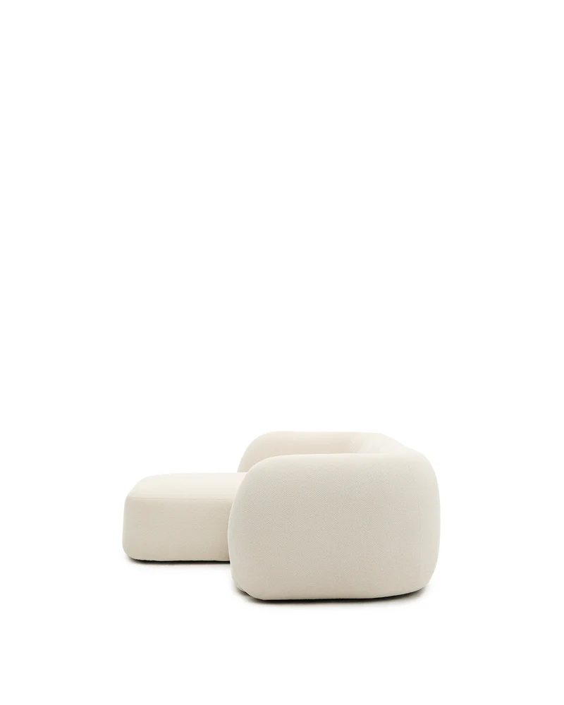 Martina ecru chenille 2-seater modular sofa with left chaise longue 230cm