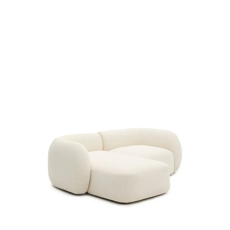 Martina ecru chenille 2-seater modular sofa with left chaise longue 230cm
