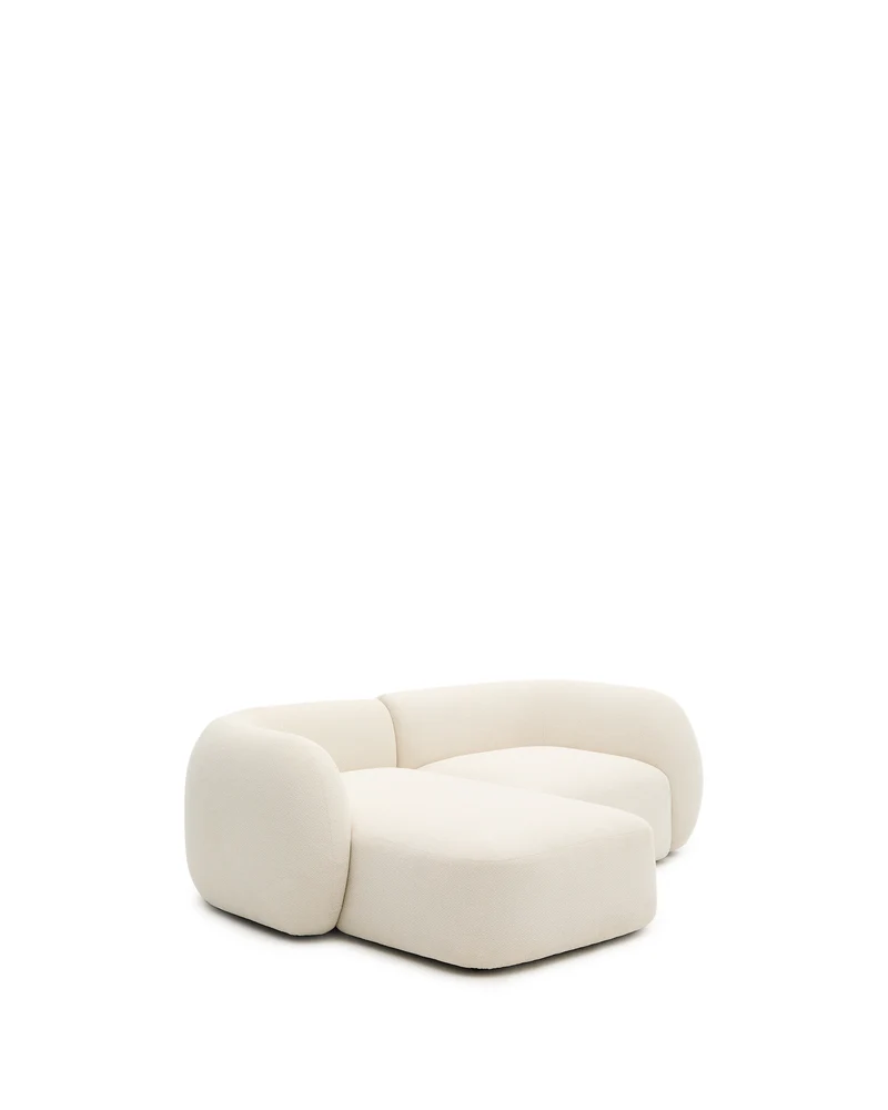 Martina ecru chenille 2-seater modular sofa with left chaise longue 230cm