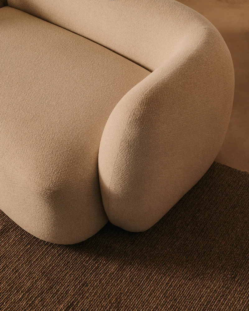 Martina ecru chenille 2-seater modular sofa with left chaise longue 230cm