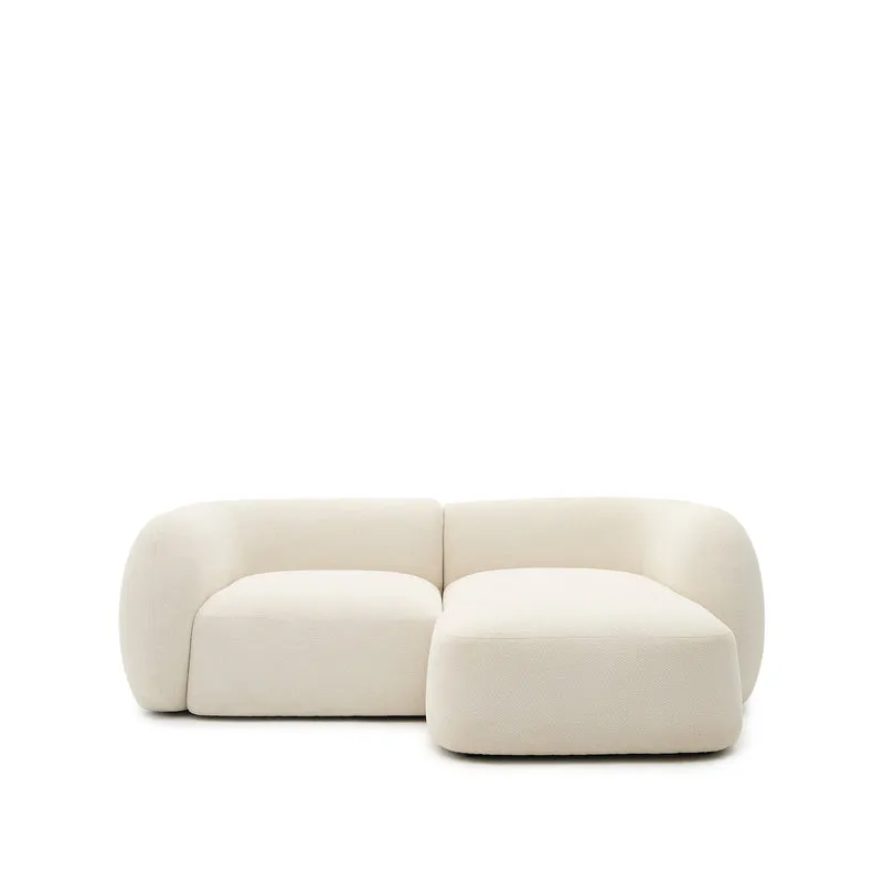Martina ecru chenille 2-seater modular sofa with right chaise longue 230cm